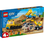 LEGO City Construction Trucks and Wrecking Ball Crane ليجو سيتي رافعة كرة الهدم 60391