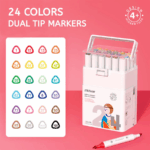 ⁦Mideer Dual Tip Markers Brush & Chisel Tip-24 Colors MD4183ميدير أقلام تحديد ثنائية الأطراف رأس فرشاة وإزميل - 24 لونًا⁩ - الصورة ⁦8⁩