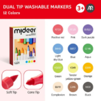 ⁦Mideer Dual Tip Washable Markers - 12 Pcs MD4308ميدير أقلام تحديد قابلة للغسل برأسين - 12 قطعة⁩ - الصورة ⁦2⁩