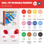 ⁦Mideer Dual Tip Washable Markers - 12 Pcs MD3386 ميدير أقلام تحديد قابلة للغسل برأسين - 12 قطعة⁩ - الصورة ⁦2⁩