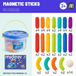⁦Mideer Magnetic Sticks - 60 Pcs MD1431 ميدير أعواد مغناطيسية - 60 قطعة⁩ - الصورة ⁦2⁩