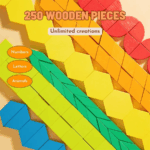 ⁦Mideer Magnetic Wooden Geometry Blocks - 250pcs MD6283 ميدير مكعبات هندسية خشبية مغناطيسية - ٢٥٠ قطعة⁩ - الصورة ⁦5⁩