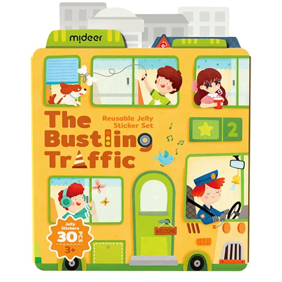 Mideer Reusable Jelly Sticker Set - The Bustling Traffic ميدير مجموعة ملصقات جيلي قابلة لإعادة الاستخدام - حركة المرور الصاخبة