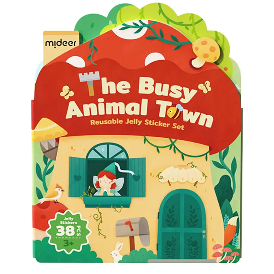 Mideer Reusable Jelly Sticker Set - The Busy Animal Town ميدير مجموعة ملصقات جيلي قابلة لإعادة الاستخدام - مدينة الحيوانات المزدحمة