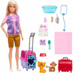 ⁦Barbie Careers Animal Rescue Playset  Blonde Doll with Baby Tiger & Monkey, Carrier & Accessories باربي  إنقاذ الحيوانات ورعايتها | دمية شقراء مع نمر صغير وقرد وإكسسوارات⁩ - الصورة ⁦2⁩