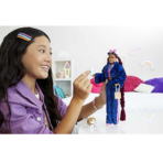 ⁦Barbie Extra Doll 17 Leopard-Print Pants, Furry Jacket, Long Hair & Puppy Pet دمية باربي إكسترا 17 بإطلالة النمر، شعر طويل، ومع جرو ظريف وإكسسوارات⁩ - الصورة ⁦4⁩