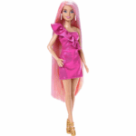 ⁦Barbie Fun & Fancy Set – Fashion Doll with Extra-Long Color-Streaked Hair & Styling Accessories مجموعة باربي المرح والأناقة – دمية أزياء بشعر طويل ملون وإكسسوارات تصفيف⁩ - الصورة ⁦3⁩