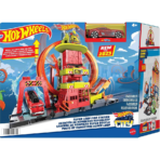 Hot Wheels City Fire Station – Includes Toy Car, Kid-Powered Elevator, Super Loop & Track Features مدينة هوت ويلز – محطة الإطفاء مع حلقة دوّارة وسيارة ومصعد يدوي