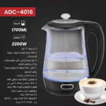 ⁦Electric Glass Kettle – 1.7L Capacity ADC-4016 إبريق كهربائي زجاجي شفاف⁩ - الصورة ⁦2⁩