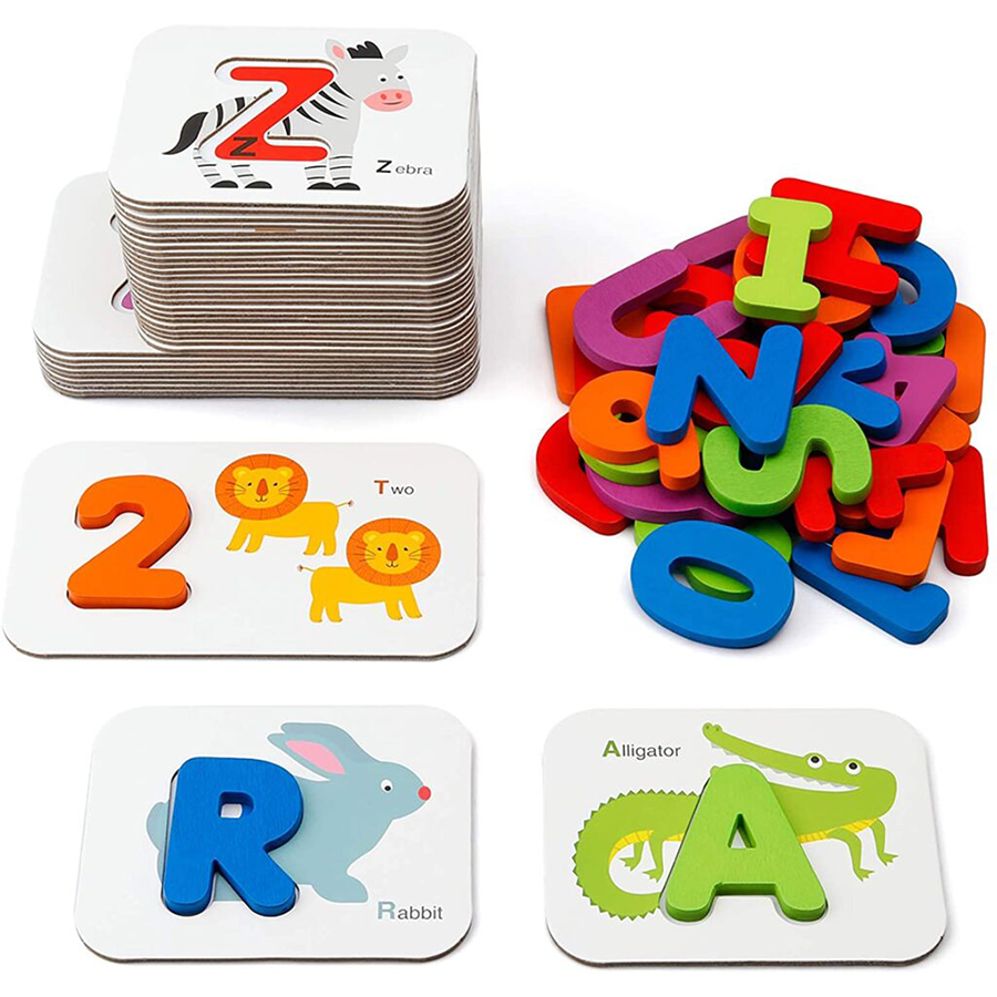 Kids Alphabet And Numeric pairing blocks with Cards Game. Best Gift For Children مكعبات مطابقة الحروف الأبجدية والأرقام للأطفال