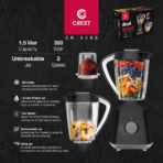 ⁦Crest CR-5283 Dual Blend Blender – 1.5L – 350W – With Extra Grinder Jar خلاط كريست ثنائي – مع مطحنة إضافية⁩ - الصورة ⁦2⁩