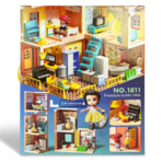 ⁦3-Floor Multi-Room Dollhouse Building Set – 243PCS Leisure Villa فيلا متعددة الغرف من 3 طوابق – بيت دمى كبير (243 قطعة)⁩ - الصورة ⁦5⁩
