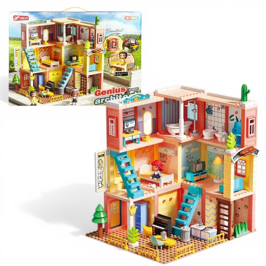 3-Floor Multi-Room Dollhouse Building Set – 243PCS Leisure Villa فيلا متعددة الغرف من 3 طوابق – بيت دمى كبير (243 قطعة) 3-Floor Multi-Room Dollhouse Building Set – 243PCS Leisure Villa فيلا متعددة الغرف من 3 طوابق – بيت دمى كبير (243 قطعة) - الصورة 1