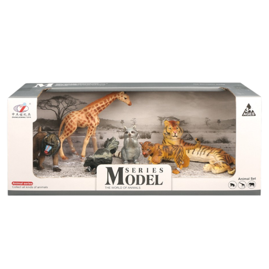 African Safari Animals Set – Animal Figures Playset African Safari Animals Set – Animal Figures Playset مجموعة حيوانات السفاري الإفريقية –زرافة ونمر وبابون– مجسمات حيوانات برية للأطفال - الصورة 1