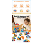 ⁦Ore Yard Construction Building Blocks Set – 88PCS Engineering Series روبوت البوكت بعينين متحركة – لعبة تركيب وتحويل (88 قطعة)⁩ - الصورة ⁦6⁩