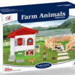 Farm Animals Playset – Farm House, Barn Fence, Cow & Rabbit Toy Set مجموعة مزرعة الحيوانات الكبيرة للأطفال – بيت المزرعة مع حظيرة وبقرة وأرنب