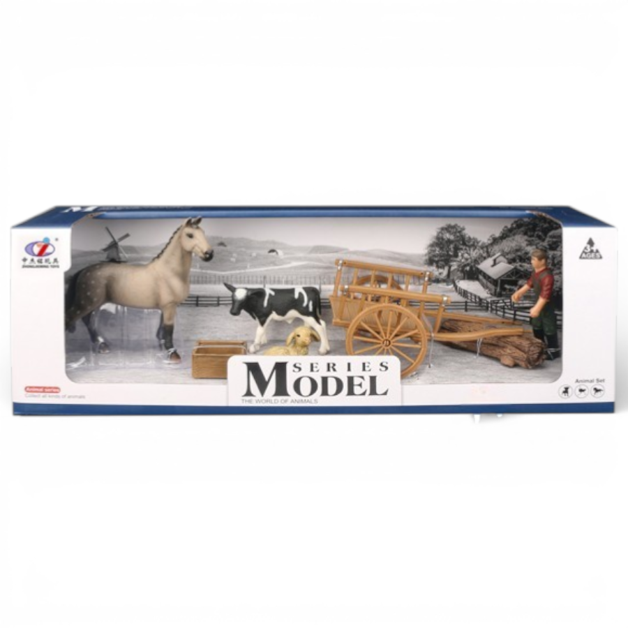 Farm Animals Toy Set مجموعة حيوانات المزرعة للأطفال – حصان وبقرة وخروف مع مزارع وعربة مزرعة Farm Animals Toy Set مجموعة حيوانات المزرعة للأطفال – حصان وبقرة وخروف مع مزارع وعربة مزرعة - الصورة 1