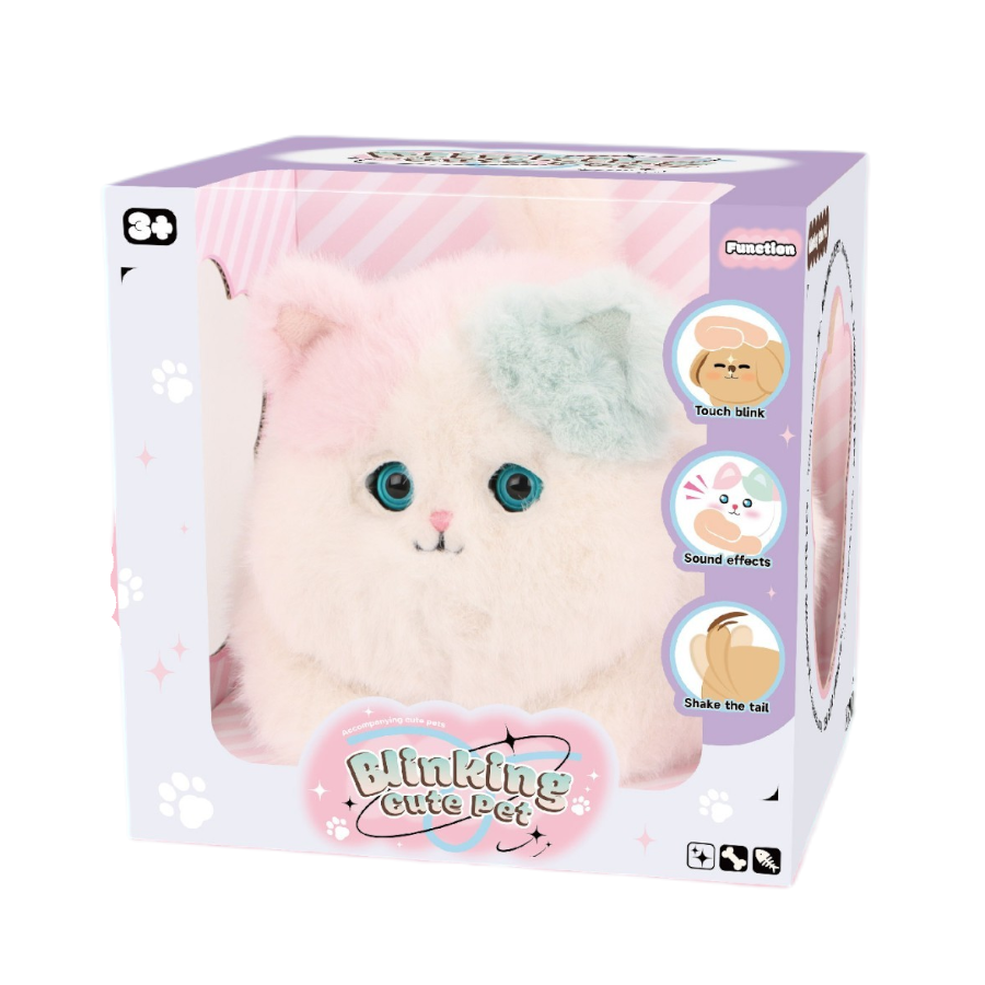 Interactive Blinking Plush Cat Toy with Sound Effects قطة لعبة تفاعلية لطيفة ترمش وتصدر أصوات للأطفال Interactive Blinking Plush Cat Toy with Sound Effects قطة لعبة تفاعلية لطيفة ترمش وتصدر أصوات للأطفال - الصورة 1