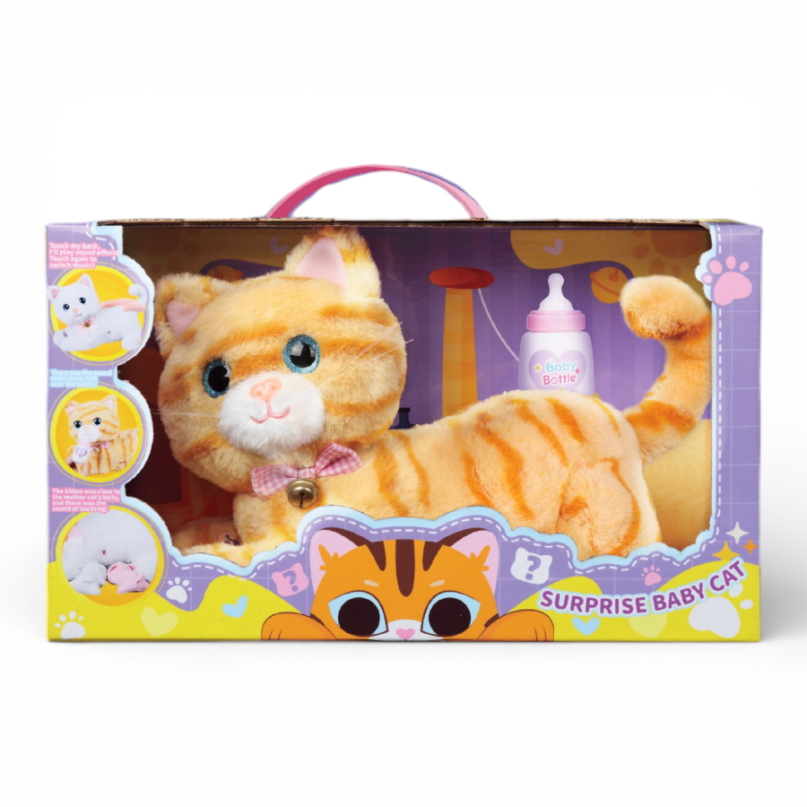 Interactive Mommy Cat Plush Toy with Baby Kittens & Feeding Bottle قطة لعبة تفاعلية مع صغارها وزجاجة رضاعة للأطفال Interactive Mommy Cat Plush Toy with Baby Kittens & Feeding Bottle قطة لعبة تفاعلية مع صغارها وزجاجة رضاعة للأطفال - الصورة 1