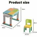 ⁦Kids Activity Table with Chair – Building Blocks & Learning Desk طاولة ألعاب وتعليم للأطفال 3 في 1 مع كرسي – سطح ليغو + تخزين⁩ - الصورة ⁦5⁩