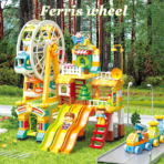 ⁦Kids Building Amusement Park Set – Ferris Wheel & Slide Adventure (235 PCS) لعبة تركيب مدينة الملاهي الكبيرة للأطفال – دولاب هواء وزحاليق مغامرات (235 قطعة)⁩ - الصورة ⁦2⁩