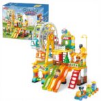 Kids Building Amusement Park Set – Ferris Wheel & Slide Adventure (235 PCS) لعبة تركيب مدينة الملاهي الكبيرة للأطفال – دولاب هواء وزحاليق مغامرات (235 قطعة)