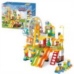 Kids Building Amusement Park Set – Ferris Wheel & Slide Adventure (235 PCS) لعبة تركيب مدينة الملاهي الكبيرة للأطفال – دولاب هواء وزحاليق مغامرات (235 قطعة)