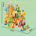 ⁦Kids Building Amusement Park Set – Ferris Wheel & Slide Adventure (235 PCS) لعبة تركيب مدينة الملاهي الكبيرة للأطفال – دولاب هواء وزحاليق مغامرات (235 قطعة)⁩ - الصورة ⁦7⁩