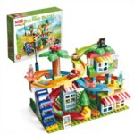 Kids Building Amusement Park Set – Slide Track & Car Adventure (119 PCS) لعبة تركيب مدينة الملاهي للأطفال – مسار سيارات وزحليقة مغامرات (119 قطعة)