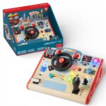 Kids Driving Busy Board – Fire Fighter Steering Activity Board لوحة قيادة الأطفال التفاعلية 16 في 1 – لوحة رجال الإطفاء مونتيسوري للقيادة