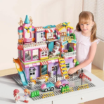 ⁦Large Doll House Building Set – 400PCS Dream Villa with Cars & Accessories فيلا الأحلام القابلة للتركيب للأطفال – بيت دمى كبير مع سيارات (400 قطعة)⁩ - الصورة ⁦2⁩