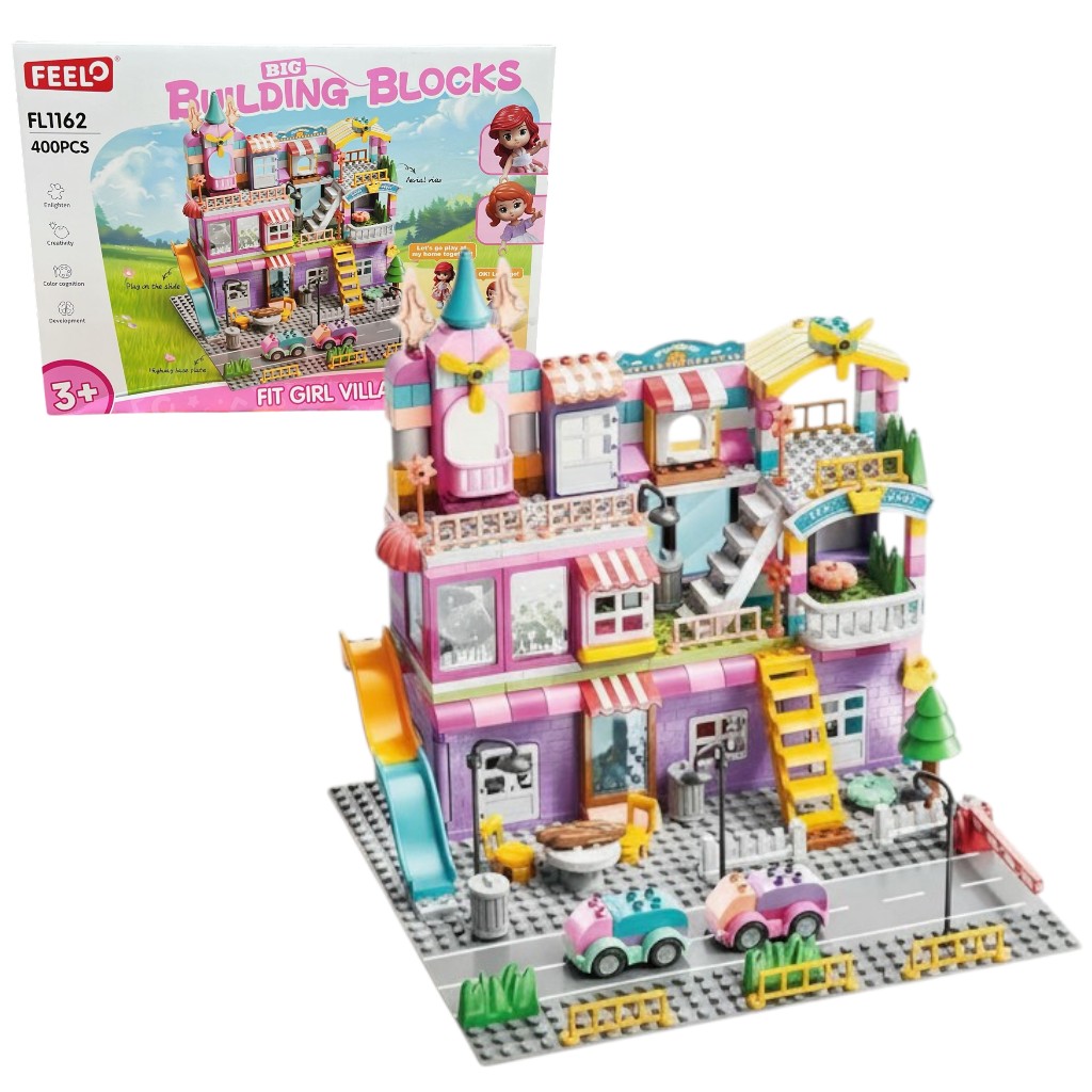 Large Doll House Building Set – 400PCS Dream Villa with Cars & Accessories فيلا الأحلام القابلة للتركيب للأطفال – بيت دمى كبير مع سيارات (400 قطعة) Large Doll House Building Set – 400PCS Dream Villa with Cars & Accessories فيلا الأحلام القابلة للتركيب للأطفال – بيت دمى كبير مع سيارات (400 قطعة) - الصورة 1
