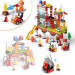 ⁦Large Fire Station Building Blocks Set – Rescue Playset with Vehicles (173PCS) محطة الإطفاء الكبيرة القابلة للتركيب – مجموعة إنقاذ مع سيارات وإكسسوارات (173 قطعة)⁩ - الصورة ⁦3⁩