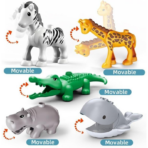 ⁦Large Zoo Building Blocks Set – 186PCS Animal Adventure Playset حديقة الحيوانات الكبيرة القابلة للتركيب – مجموعة حيوانات تعليمية (186 قطعة)⁩ - الصورة ⁦3⁩