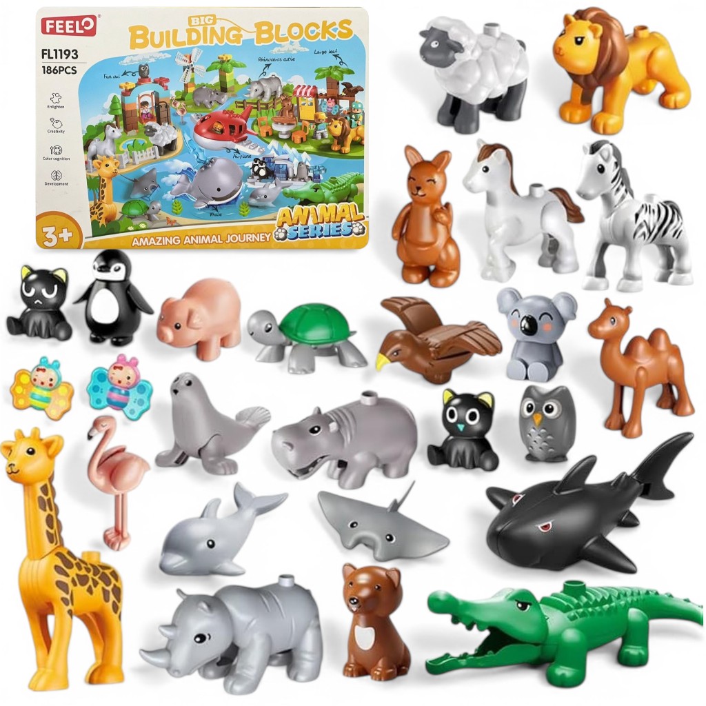 Large Zoo Building Blocks Set – 186PCS Animal Adventure Playset حديقة الحيوانات الكبيرة القابلة للتركيب – مجموعة حيوانات تعليمية (186 قطعة) Large Zoo Building Blocks Set – 186PCS Animal Adventure Playset حديقة الحيوانات الكبيرة القابلة للتركيب – مجموعة حيوانات تعليمية (186 قطعة) - الصورة 1