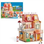 Luxury 3-Floor Doll House with Lights – Large Building Set (246PCS) فيلا الأحلام الفاخرة من 3 طوابق مع إضاءة – بيت دمى كبير (246 قطعة)