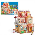 Luxury 3-Floor Doll House with Lights – Large Building Set (246PCS) فيلا الأحلام الفاخرة من 3 طوابق مع إضاءة – بيت دمى كبير (246 قطعة)