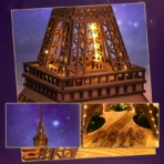 ⁦Luxury 3D Wooden Eiffel Tower Puzzle with Lights – Rolife TGL01 مجسم برج إيفل الخشبي ثلاثي الأبعاد بإضاءة⁩ - الصورة ⁦4⁩
