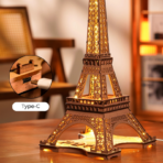 ⁦Luxury 3D Wooden Eiffel Tower Puzzle with Lights – Rolife TGL01 مجسم برج إيفل الخشبي ثلاثي الأبعاد بإضاءة⁩ - الصورة ⁦3⁩
