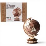 Luxury 3D Wooden Globe Puzzle – Global Wonders (Rolife TGM01) مجسم كرة أرضية خشبي فاخر ثلاثي الأبعاد