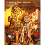 ⁦Luxury DIY Wooden Ferris Wheel Music Box – LED Light Model (Rolife Sunset Carnival AMT01) مجسم موسيقي خشبي فاخر – عجلة ملاهي بإضاءة LED (DIY للكبار)⁩ - الصورة ⁦3⁩