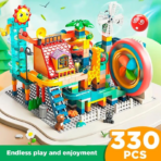 ⁦Marble Run Jungle Slide Building Set – Interactive Ball Track (330PCS) مسار الكرات التفاعلي – مغامرة المنزلقات التعليمية (330 قطعة)⁩ - الصورة ⁦2⁩