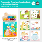 ⁦Mideer Creative Finger Paint Kit – Animal Party MD3414 ميدير مجموعة الرسم بالبصمات الإبداعية – حفلة الحيوانات⁩ - الصورة ⁦2⁩