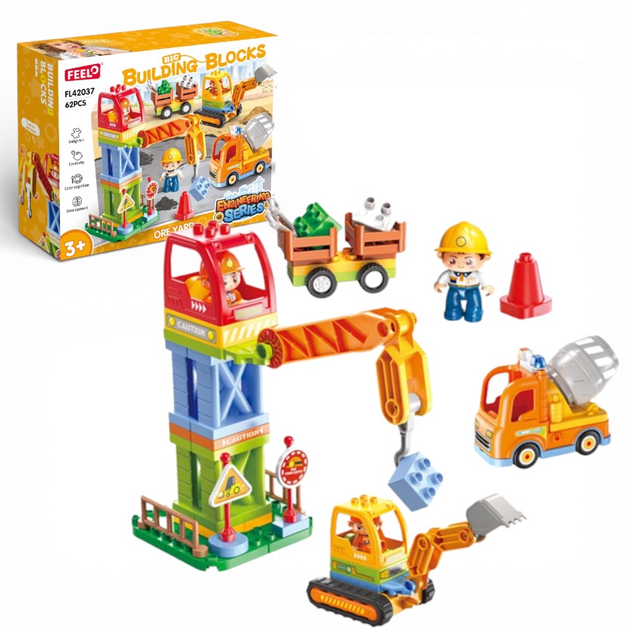 Ore Yard Construction Building Blocks Set – 62PCS Engineering Series مجموعة موقع البناء التعليمية للأطفال – رافعة وآليات (62 قطعة) Ore Yard Construction Building Blocks Set – 62PCS Engineering Series مجموعة موقع البناء التعليمية للأطفال – رافعة وآليات (62 قطعة) - الصورة 1