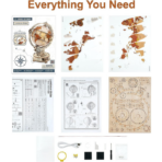 ⁦ROBOTIME Luminous Globe ST003 3D Wooden Mechanical Puzzle with LED مجسم كرة أرضية مضيئة ثلاثية الأبعاد – DIY ميكانيكي فاخر⁩ - الصورة ⁦5⁩