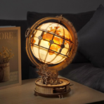⁦ROBOTIME Luminous Globe ST003 3D Wooden Mechanical Puzzle with LED مجسم كرة أرضية مضيئة ثلاثية الأبعاد – DIY ميكانيكي فاخر⁩ - الصورة ⁦2⁩