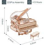 ⁦ROBOTIME Magic Piano AMK81 3D Wooden Mechanical Music Box مجسم بيانو موسيقي ميكانيكي ثلاثي الأبعاد – DIY فاخر⁩ - الصورة ⁦6⁩