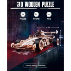 ⁦ROKR Formula Racing Car 3D Wooden Puzzle – Wind-up Mechanical Model (1:18) سيارة فورمولا خشبية ميكانيكية ثلاثية الأبعاد – تعمل بدون بطارية⁩ - الصورة ⁦3⁩