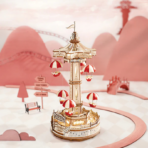 ⁦ROKR Parachute Tower EA01 3D Wooden Music Box – Amusement Park Series برج المظلات الموسيقي ثلاثي الأبعاد – لعبة ملاهي ميكانيكية مضيئة DIY⁩ - الصورة ⁦2⁩