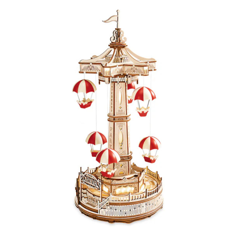 ROKR Parachute Tower EA01 3D Wooden Music Box – Amusement Park Series برج المظلات الموسيقي ثلاثي الأبعاد – لعبة ملاهي ميكانيكية مضيئة DIY ROKR Parachute Tower EA01 3D Wooden Music Box – Amusement Park Series برج المظلات الموسيقي ثلاثي الأبعاد – لعبة ملاهي ميكانيكية مضيئة DIY - الصورة 1
